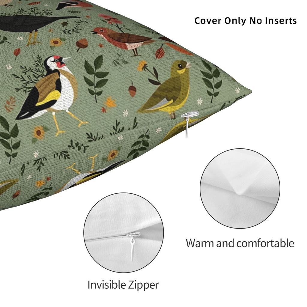 Colorful Bird Floral Pillow Cover Funny Pillow Case For Living Room Bed Chair Comfy Cushion Cover Birthday Gift