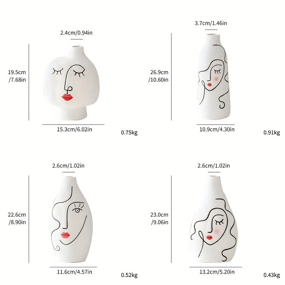 Nordic Hand Painted Face Creative Ceramic Vase Home Living Room Decor Flower Vase Gift