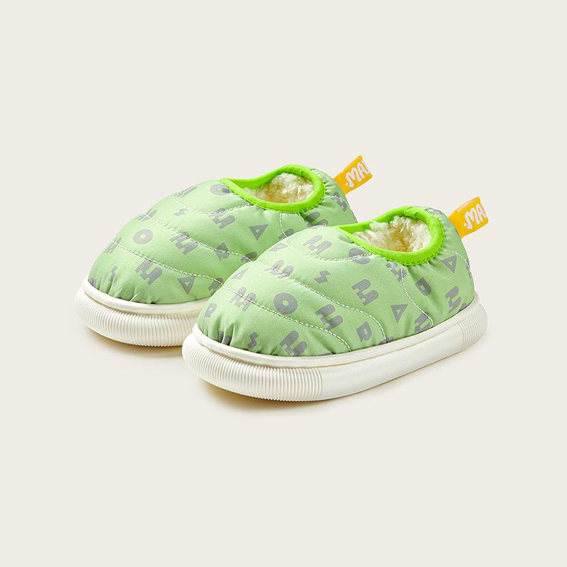 

Children s Waterproof Outerwear Cotton Shoes Winter Heel Slippers Warm Home Shoes 19 зелёный