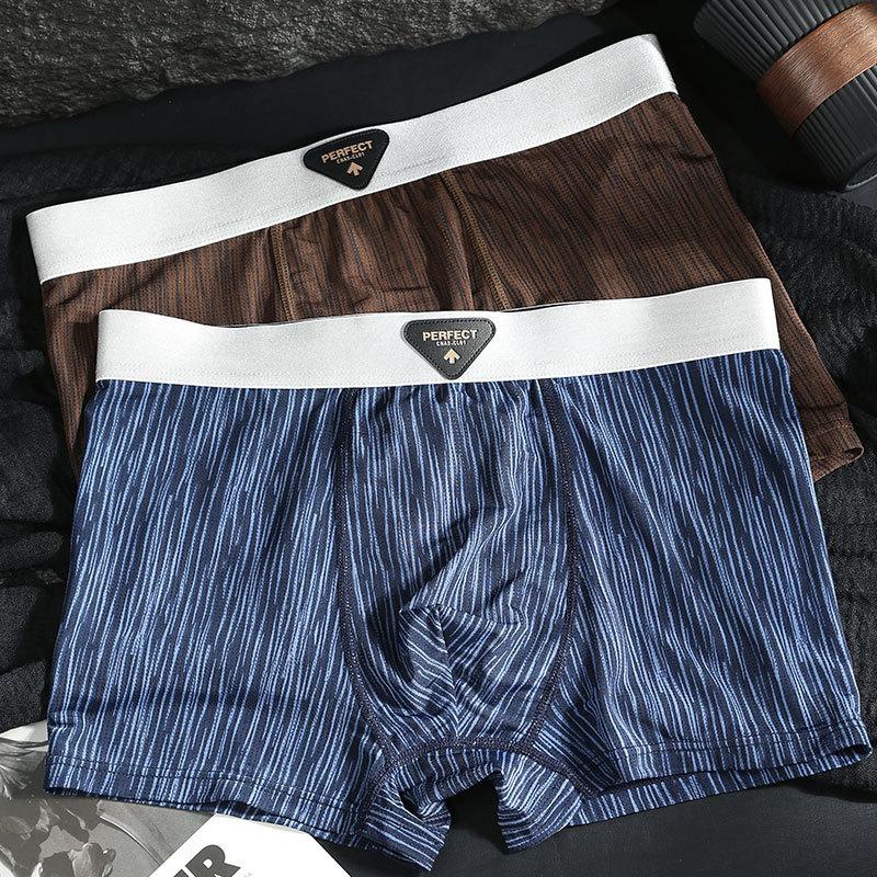 3pcs Summer Mesh Men's Underwear Ice Silk Flat Corner Pants Thin Breathable Four Corner Pants Boxer Brief