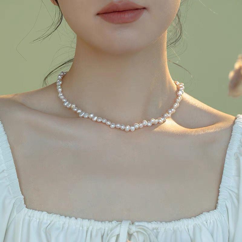 Barocker Süßwasserperlen-Choker - französischer Chic, elegant, minimalistisch, Alltagsstil