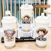 One Piece Thermos Cup Cartoon Cute Large Capacity Water Cup Men and Women Outdoor Portable Double Drinking Straw Coffee Cup