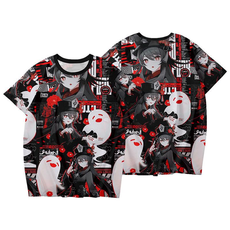 2026 New Hu Tao T-shirt Game Genshin Impact Cosplay 3D Men's T Shirt Summer Fashion Cool Daily Short Sleeve Tee Harajuku Y2k Top