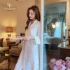 Silk Luxury Mid-Length French Nightgown - Gold Velvet, Thick, Early Winter