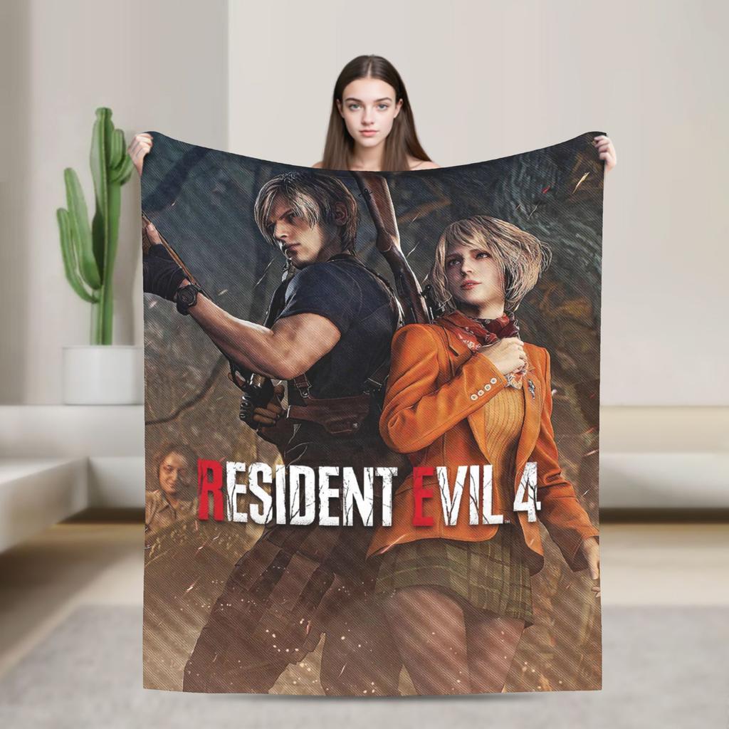 Residents Evils 4 Remake Fanposter Blankets Quality Warm Throw Blanket Winter Girls Boys Couch Chair Sofa Bed Fluffy Bedspread