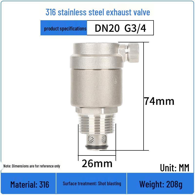 

Автоматичний повітровідвідник з нержавіючої сталі 304 для 4-точкових, 6-точкових та 1-дюймових водопровідних труб
