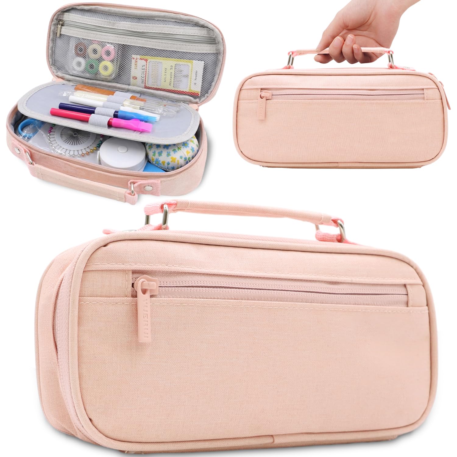 

SHICHANG Sewing Set for Elementary School Students Pink Portable Embroidery and Craft Supplies Sewing Practice Kit for Girls and Boys