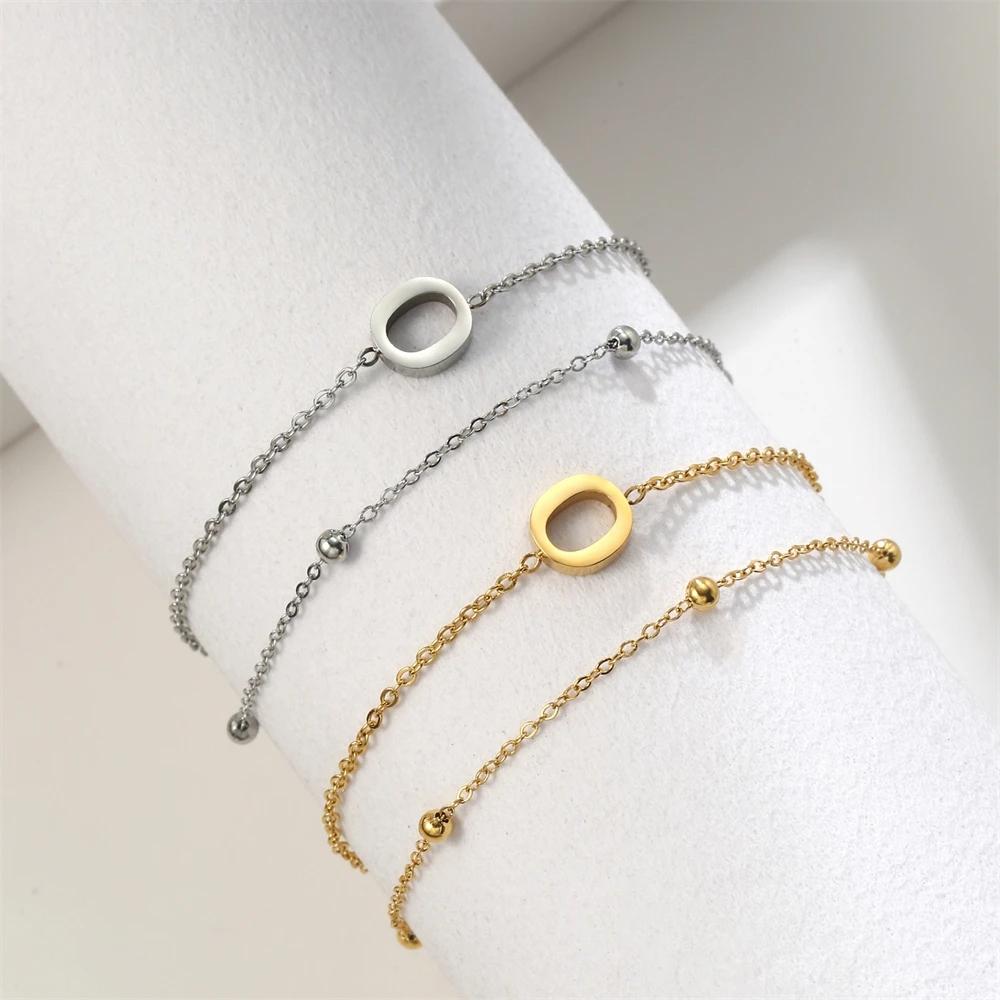 Cazador Stainless Steel Initial Letter Double Chains Bracelet for Women A-Z Alphabet Jewelry 2026 Bracelet On Hand Birthday Gift