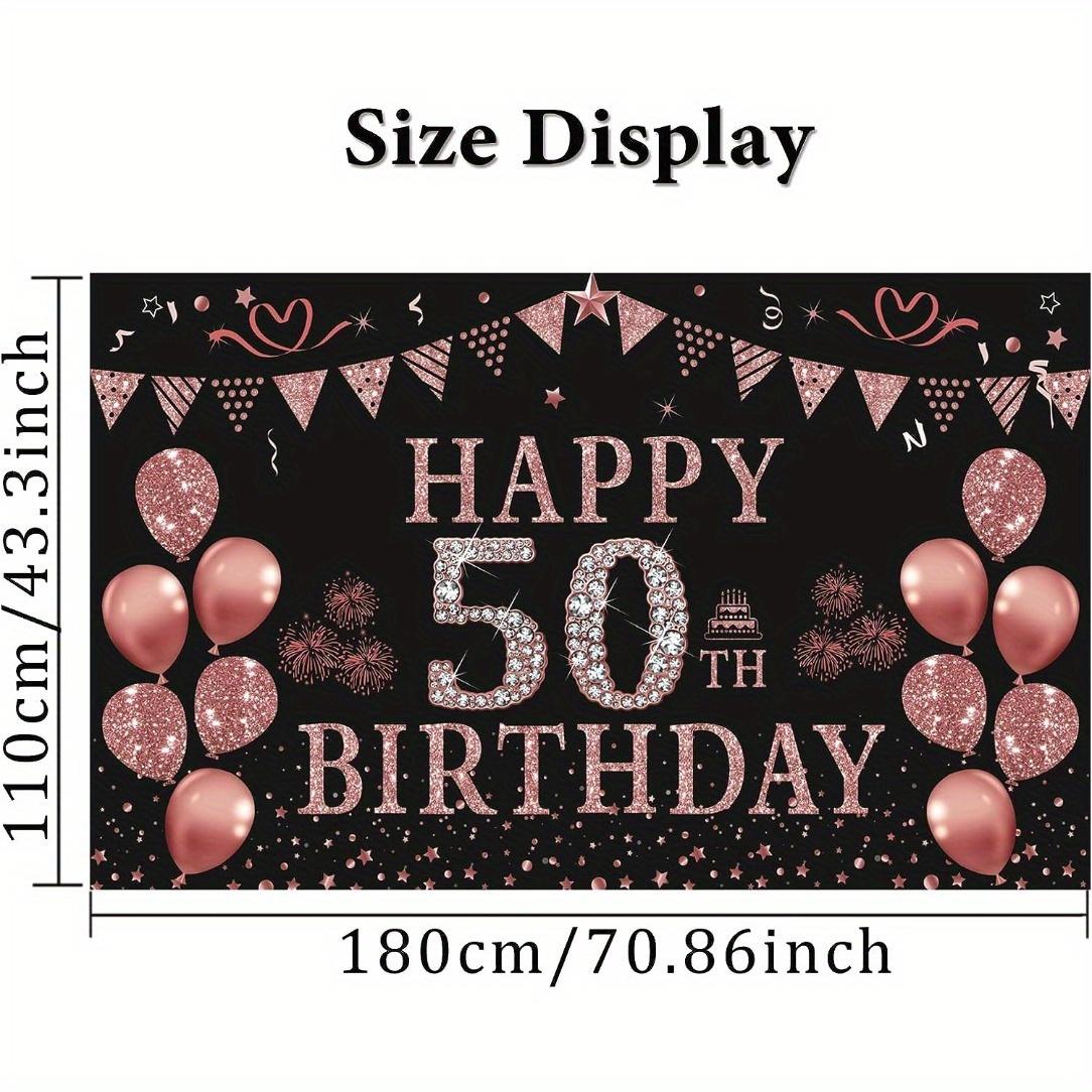 Female 50th Birthday Decoration - Rose Gold 50th Birthday Banner Background 50th Birthday Party Supporting Photography 100X150cm розовый