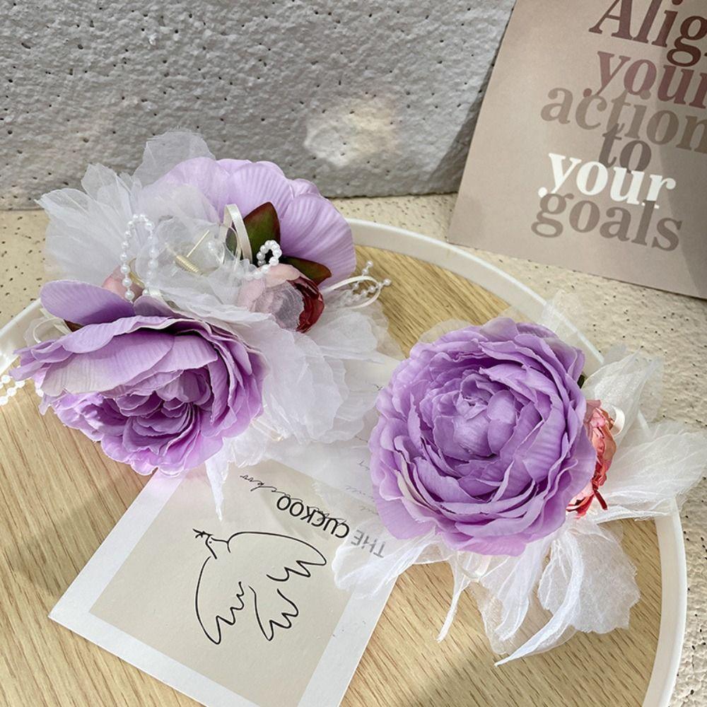 

Korean Style Flower Hair Claw Mesh Hair Crab Clip Large Sweet Hair Catches Women style2