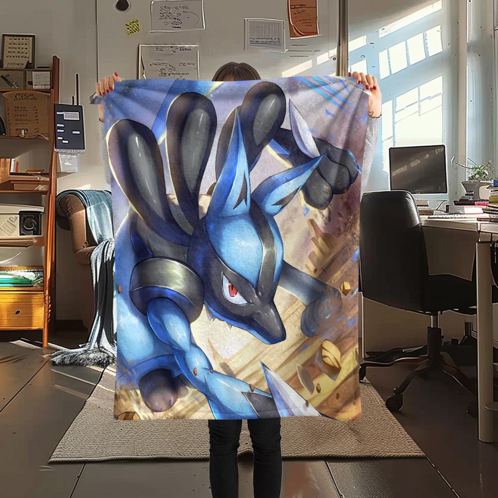 Lucario 3 Potisk Flanelová deka, Vysoce kvalitní Pohodlná pro Všechna Roční období, Domácí Dekorace, Teplo a Pohodlí