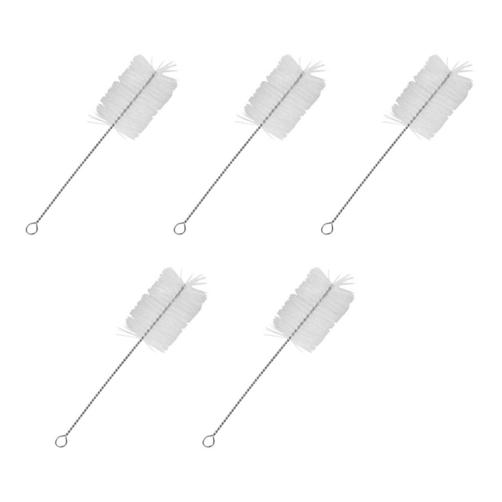 

Упаковка из 5 нейлоновых щеток для мытья бутылок с ручкой из нержавеющей стали, подходит для узких горлышек бутылок, использования на кухне и в офисе