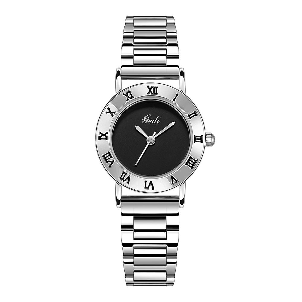 Fashionable Steel Strap Women's Watch, Light Luxury, Retro Quartz Watch, Simple Roman Scale, Elegant Women's Watch