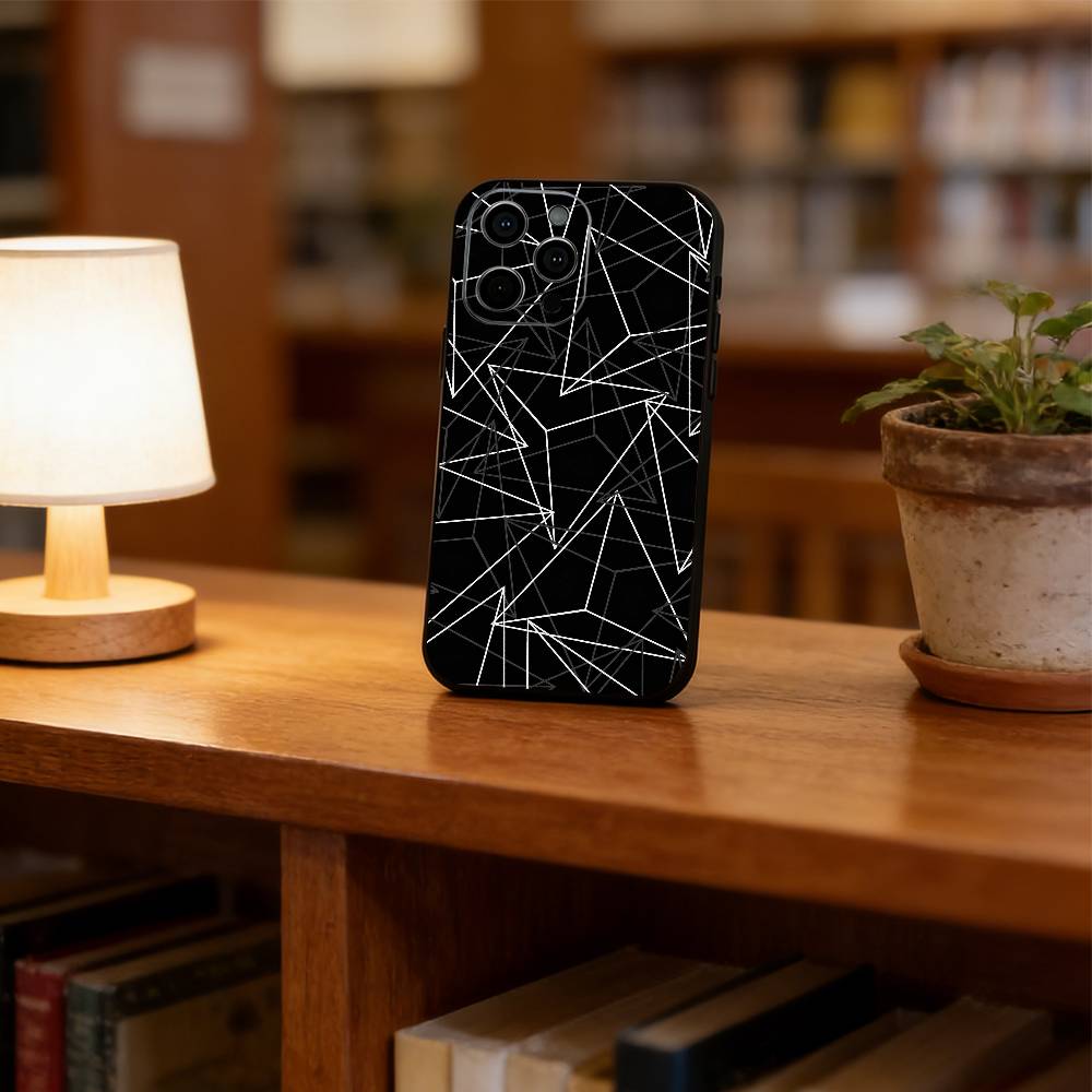

Geometric lines Phone Case For iPhone 17, 16,15,14,13,12,11 Plus,Pro Max, Others Soft Black Cover iPhone16ProMax