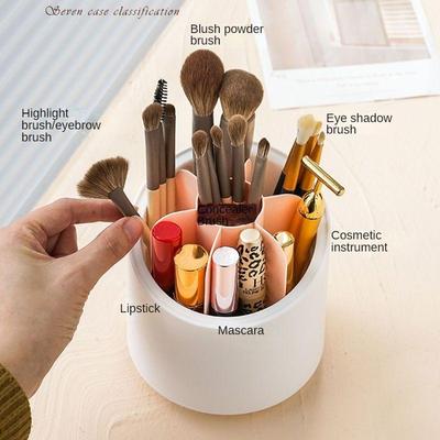 360 otočný úložný kbelík na kosmetické štětce Prachotěsný držák pera štětec na make-up Stolní úložná krabička na tužky na obočí zásobník na rtěnku