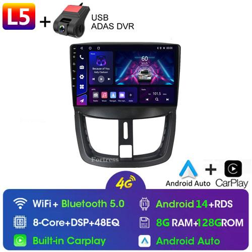 4G WiFi For Peugeot 207 207CC 206 Plus 2007-2013 Android Carplay 2 Din 9 Inch Radio GPS Navigation Multimedia Player Head Unit