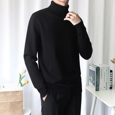 Свитер с воротником для мужчин, тонкий черный осенне-зимний новый утолщенный вязаный корейский вариант, мужское нижнее белье, базовый слой