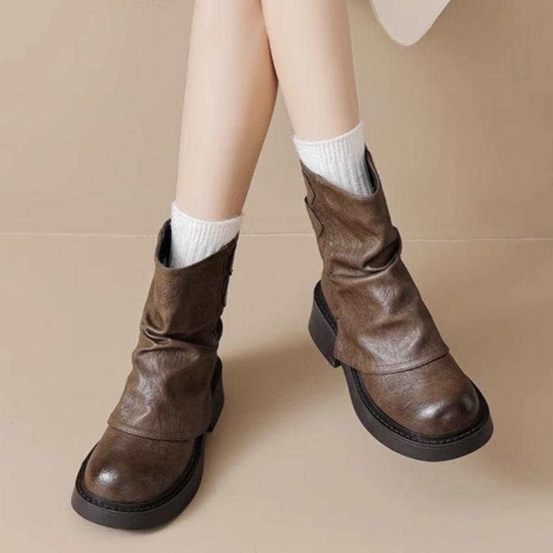 2025 Platform Women Mid Calf Boots Fashionable Versatile Anti Slip Short Shoes Autumn Winter Casual Comfortable Women Boots