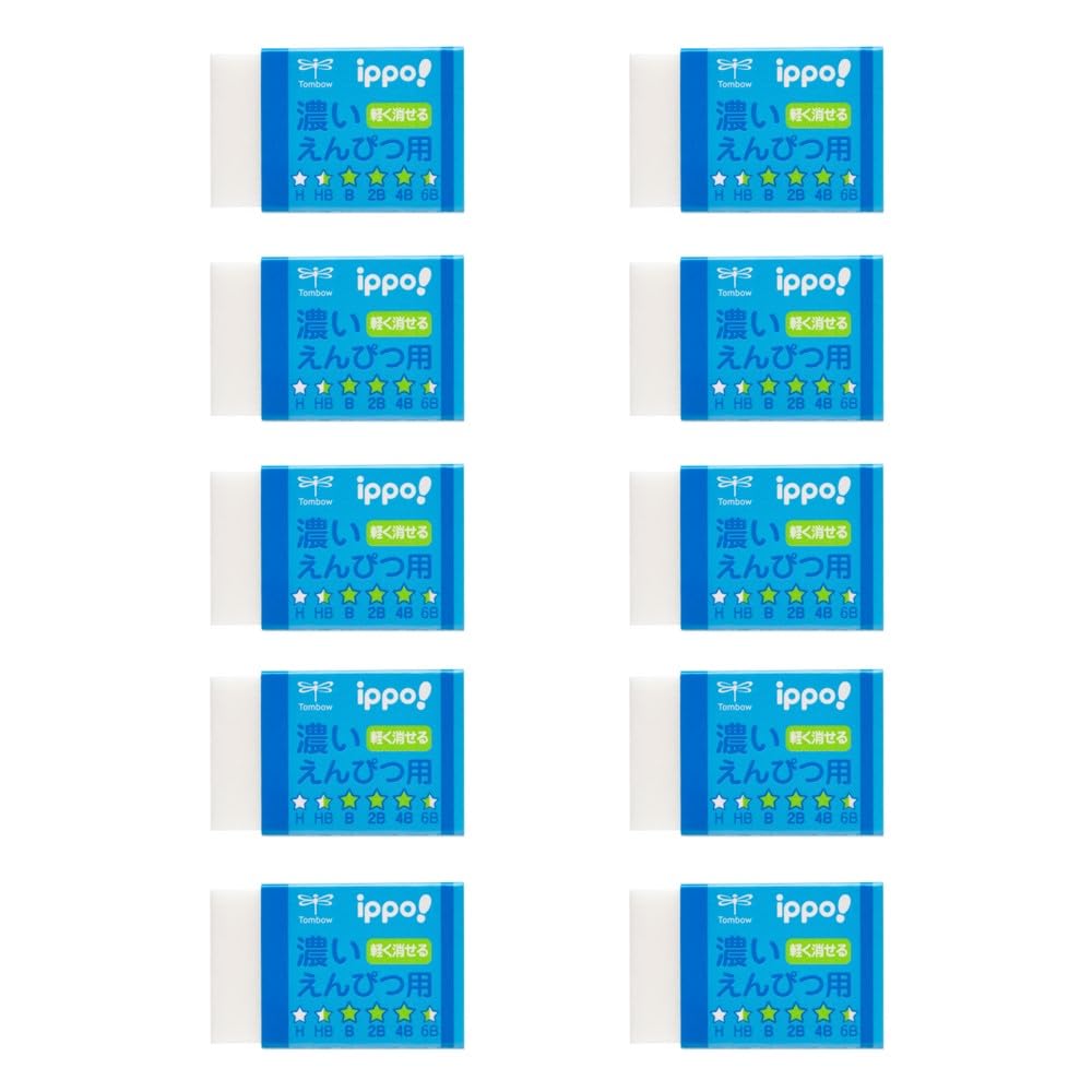 Tombow Pencil Eraser Ippo Dark Pencils Elementary School Students Lower Grades Blue 10 pieces JHA-011AAZ
