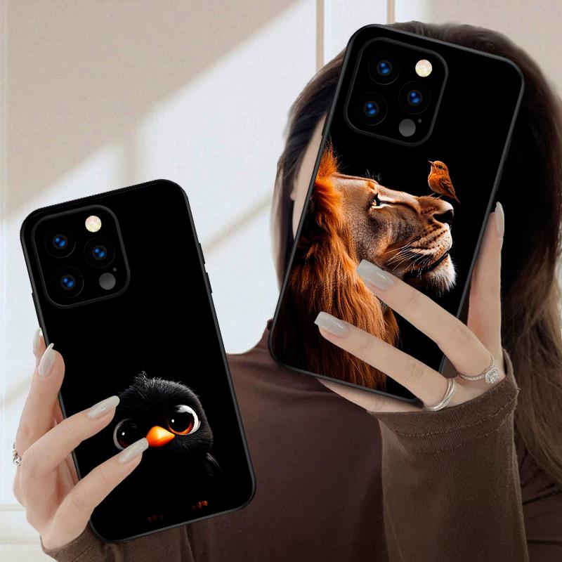 Lion and Bird For iPhone 16E 16 Pro Max 15 P lus 14 Pro 13 12 Mini 11 P ro Max X XS 7 8 Plus 2022 silicone soft phone case