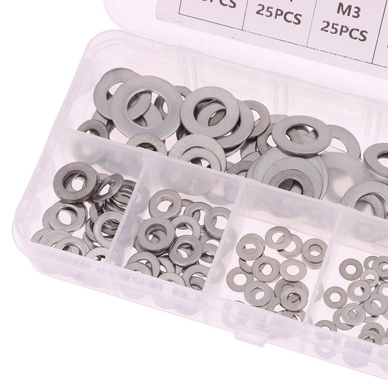 180Pcs Stainless Steel Sealing Solid Gasket Washer M2 M2.5 M3 M4 M5 M6 M8 M10 Sump Plug Oil For General Repair Seal Ring Set