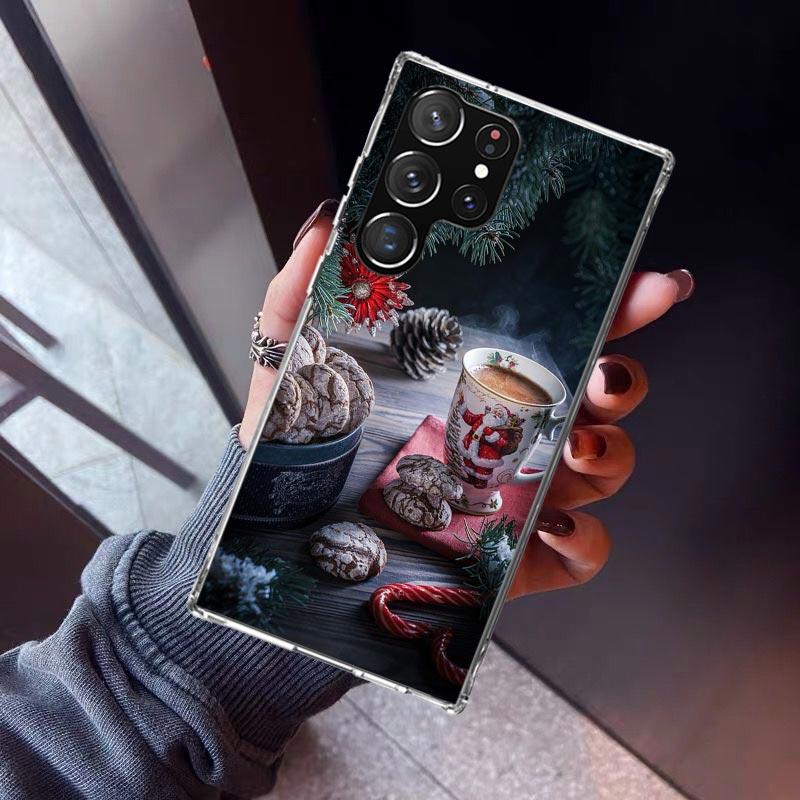 Winter Coffee Christmas Phone Case For Samsung Galaxy S23 S24 S25 Edge S26 Ultra S22 + S21 Plus S20 FE Cover Silicone Print Shel