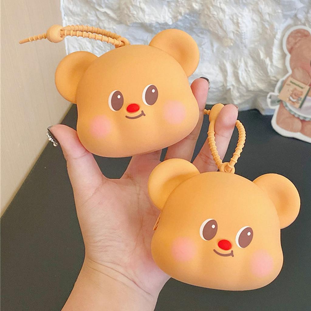 Cartoon Bear Keychain Silicone Storage Solution For Pocket Change Jewelry Daily Bag