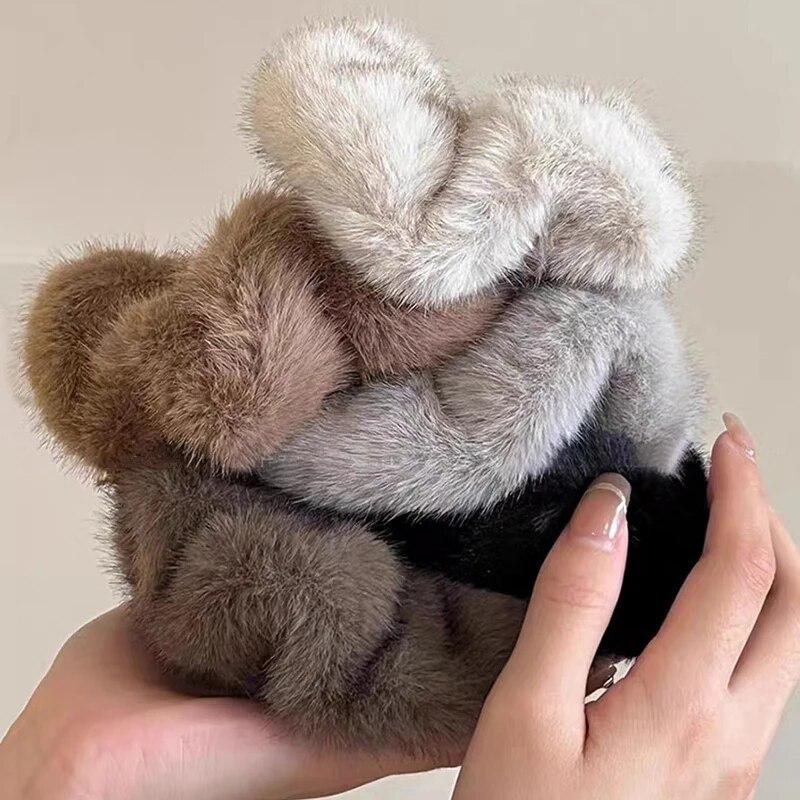 Winter Soft Hair Scrunchies For Women Plush Elastic Hair Band Multicolor Rubber Bands Ponytail Holder Headband Hair Accessories