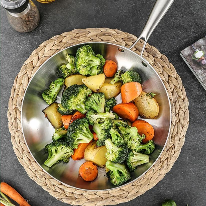 Patelnia ze stali nierdzewnej 304 Patelnia nieprzywierająca Garnek do smażenia steków Niepowlekane naczynia kuchenne na kuchenkę gazową i płytę indukcyjną