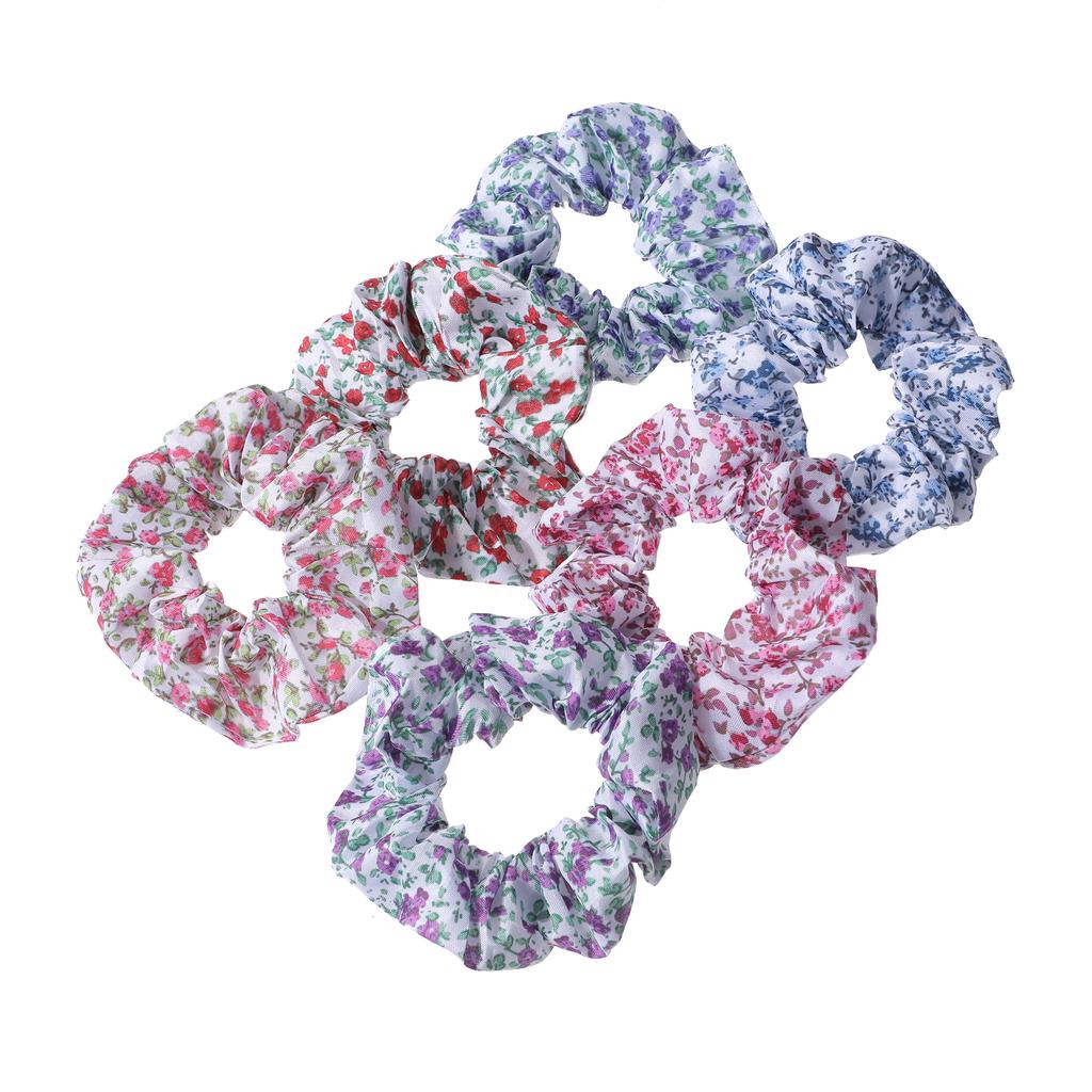 12pcs/lot Floral Scrunchies for Hair Elastic Scrunchy Women Small Large Mix Chiffon Fabric Fashion Daisy Garden Holiday