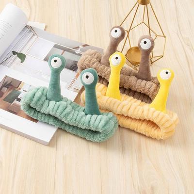 Elastic Cartoon Snail Headband Coral Fleece Hair Accessories Face Wash Hairband  Women Girl