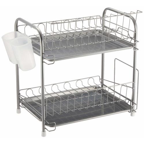 PEARL METAL Resin Dish Drainer, 2-Tier, Simple Wear HW-7301