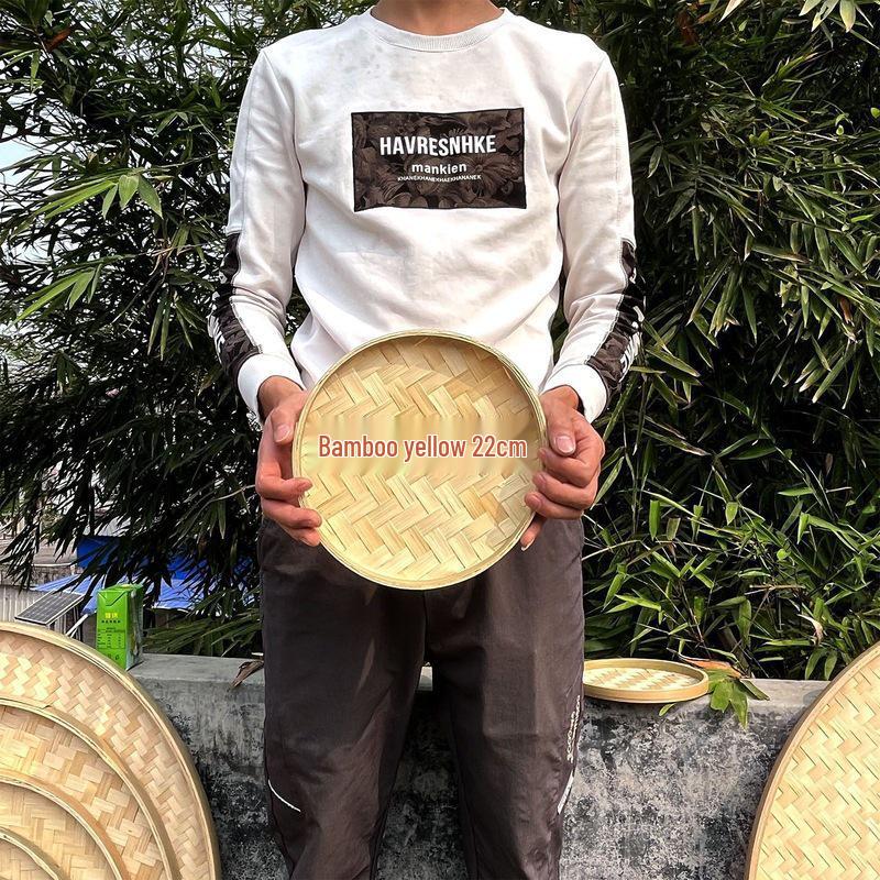 Große handgefertigte Bambus-Worfschale: Rattan gewebt, dekorativ und ideal zum Trocknen von Waren.