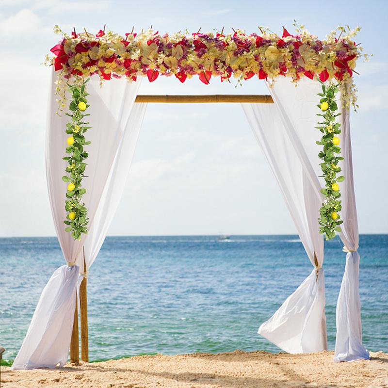 Fake Lemon Garlands Fake Leafs Rattan Artificial Plants Yellow Green Plastic Material Garden Deco Home Decoration