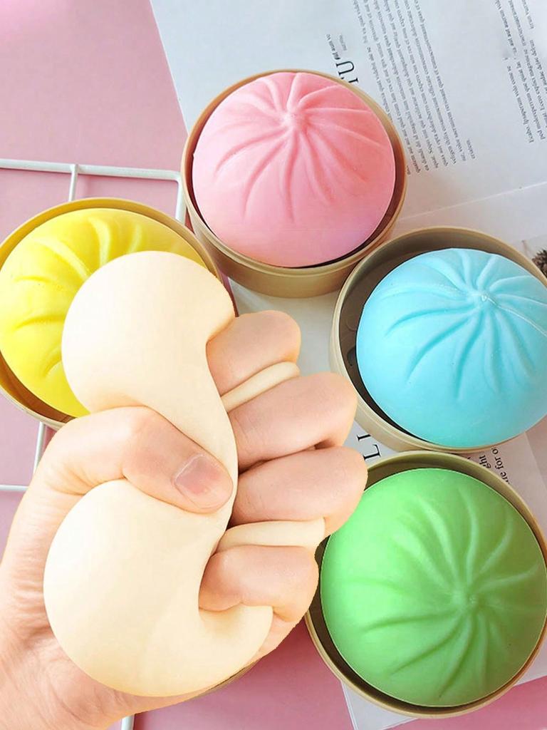 Dumpling Stress Balls Toy with Steamer Simulation Food Squishies Bun Fidget Sensory Toys for Home Desktop Decoration Party Gifts