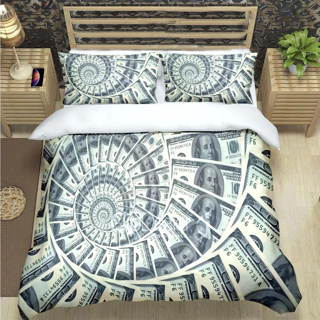 Modische 3D Lustige Geld Dollar Druck Bettwäsche Sets Bettwaren Set Bettbezug Bettdecke Set Bettwäsche Set Luxuriöses Geschenk
