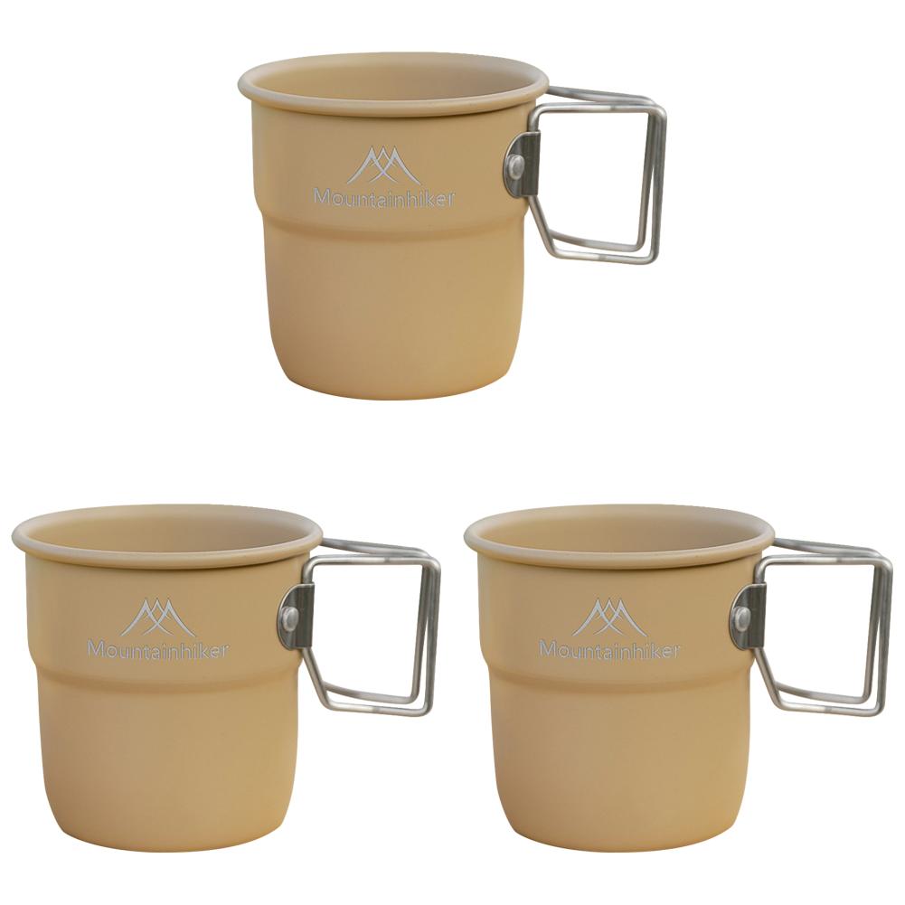300ml Camping Water Cup with Foldable Handle Picnic Water Mug Aluminum Alloy Lightweight Camping Cup for Outdoor Backpacking
