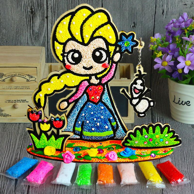 3D Wood Snowflake Clay Painting Children DIY Creative Colorful Mud Painting  Board Art Painting Tool Child