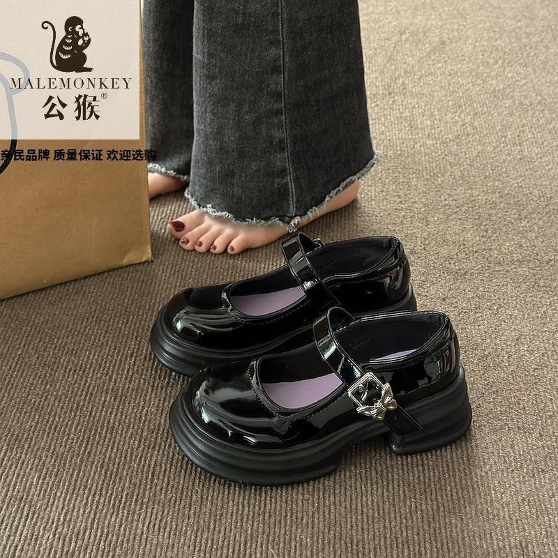 With skirt temperament single shoes women's 2025 new small leather shoes spring and summer British style light mouth thick heel thick sole Mary Jane 