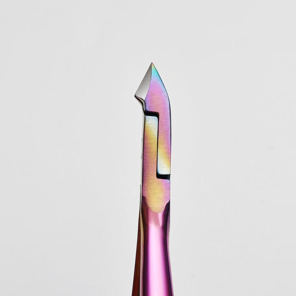 Iridescent Stainless Steel Cuticle Pusher & Scissors Set – 2 Pieces, Sharp Double-Pronged Nail Art Tools.