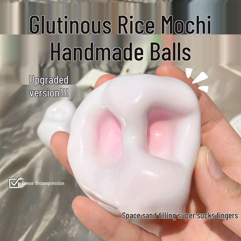 Glutinous Rice Mochi Pinch Hand-Made Stress Ball – Jiggly, Sticky, and Noisy Decompression Toy
