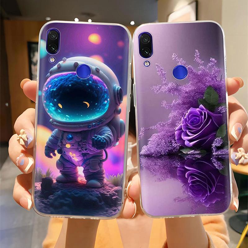 Soft Case For Xiaomi Redmi Note 7 Cover Flowers Soft TPU Silicone Phone Cases on Redmi Note7 Pro Protective Back Cover Fundas