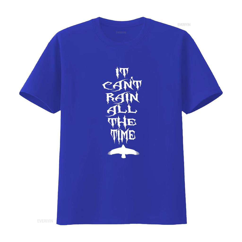 It Cant Rain All The Time Gothic Style T Shirt with Raven Print vintage Washed streetwear Comfortable Top For Everyday Wear