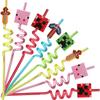 5 Stück Pixel Strohhalme Wiederverwendbare Miner Plastik Spiral Trinkhalme Kinder Geburtstagsparty Gastgeschenke Dekoration Saft Strohhalme