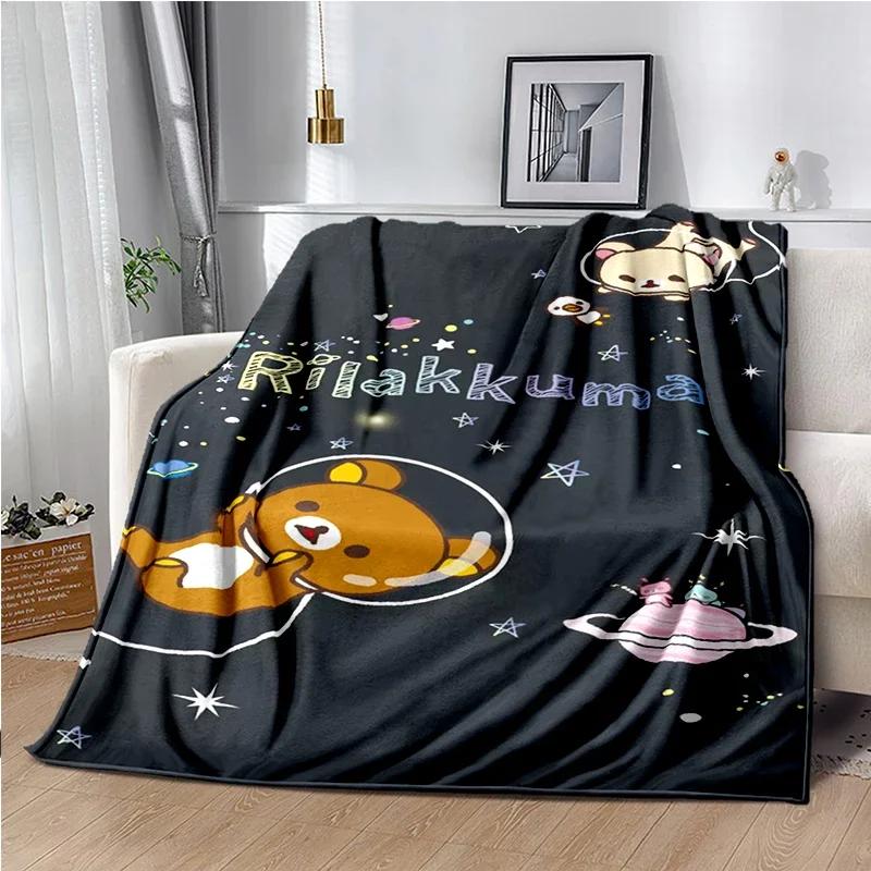 Cartoon Rilakkuma Anime Girls Throws Blanket for Baby Hiking Picnic Bed Super Soft Cute Kawaii Flannel Blanket Birthday Gift