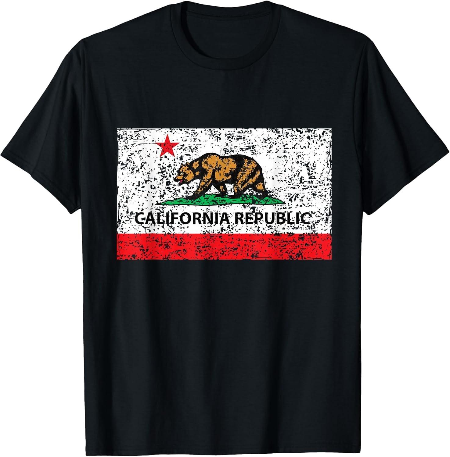 NEW LIMITED! California Republic Cali Flag SoCal Norcal Cencal Tee - MADE IN USA S