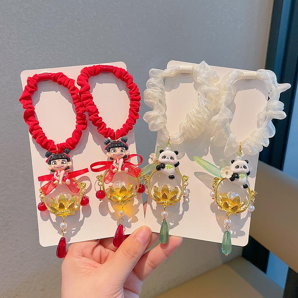 Nezha Panda Christmas Hair Ties & Headbands for Girls - No Damage Cartoon Hair Accessories