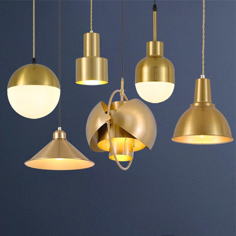 Nordic Gold Single Pendant Light for Bedroom, Bar, Café, or Shop