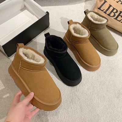Winter neue dicksohlige Wildleder Samt Thermo kurze Schneestiefel Damen Internet-Berühmtheit Mode lässig Student Damen Baumwollstiefel Tide