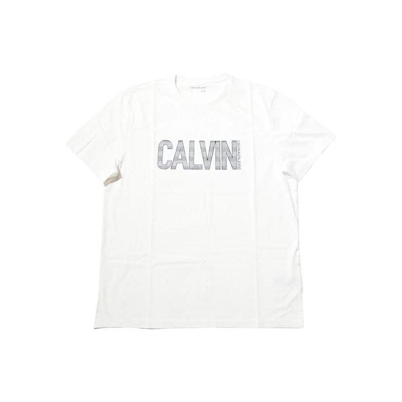 

CK Повседневная однотонная футболка с принтом букв, с круглым вырезом и коротким рукавом, мужская, топы, белая 41AM824 110 S